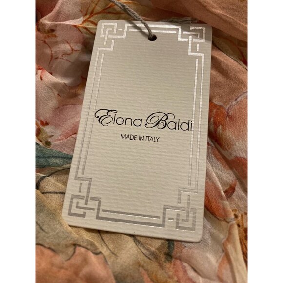 Elena Baldi Maxi Dress Blush Silk Blend Summer Floral Brunch Braided Straps XL - Picture 8 of 13